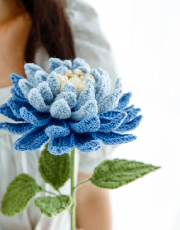 Blue Chrysanthemum Crochet Pattern PDF | DIY Flower Tutorial | Instant Digital Download