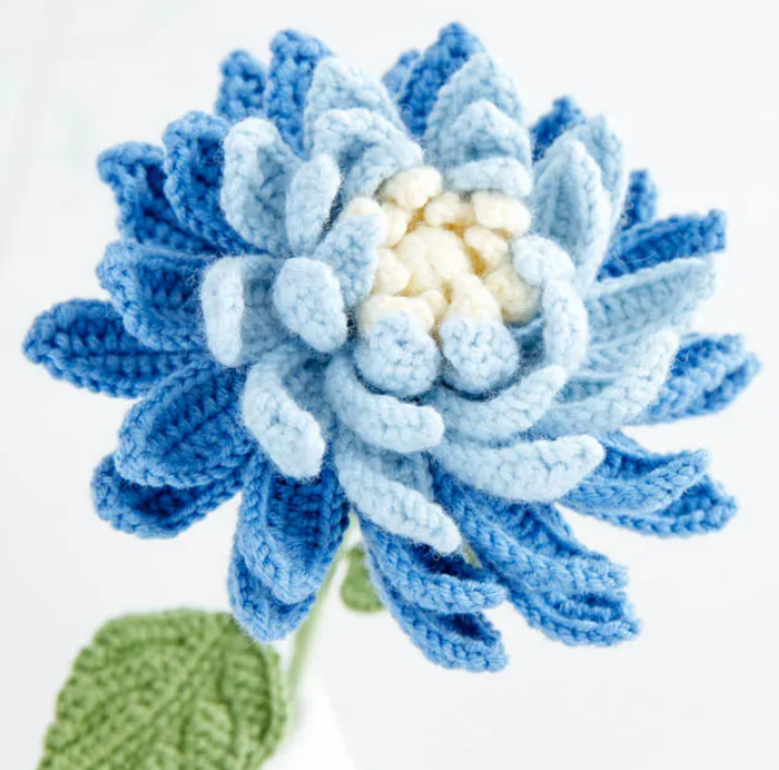 Blue Chrysanthemum Crochet Pattern PDF | DIY Flower Tutorial | Instant Digital Download